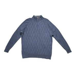 Tommy Bahama Knit Blue 1/4 Zip Sweater‎ Mens Size XL Long Sleeve Cotton Travel